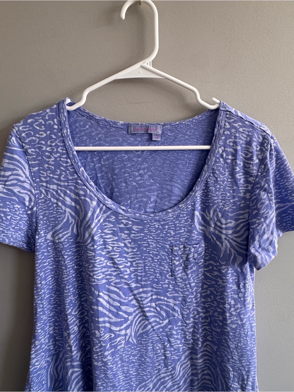 Fresh Produce Purple Animal Print Handkerchief Hem Cotton Tunic Top M - Picture 6 of 7